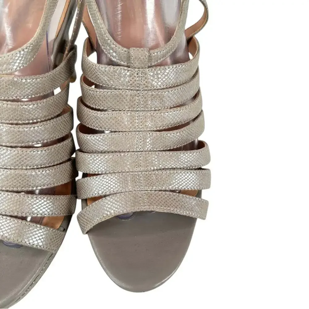 Naturalizer Nolana Silver Heels Size 10 Slingback Sandals Sparkly Night-Out